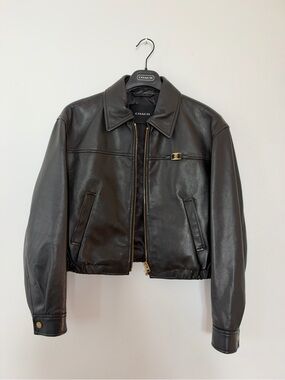 Women's Coach Heritage C Cropped Blouson Leather Jacket